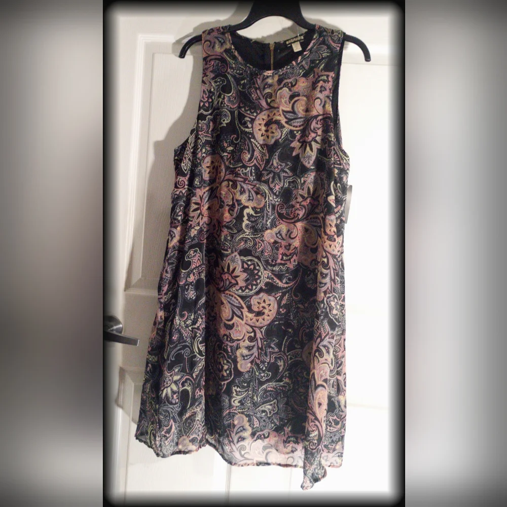 NEW! HAANI Bohemian style Paisley A line Trapeze shift dress-Sleeveless Lined XL